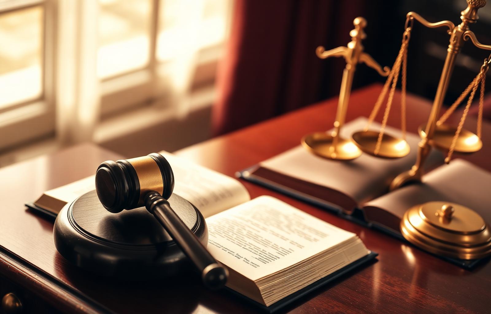 Gavel and law book on an attorney's desk