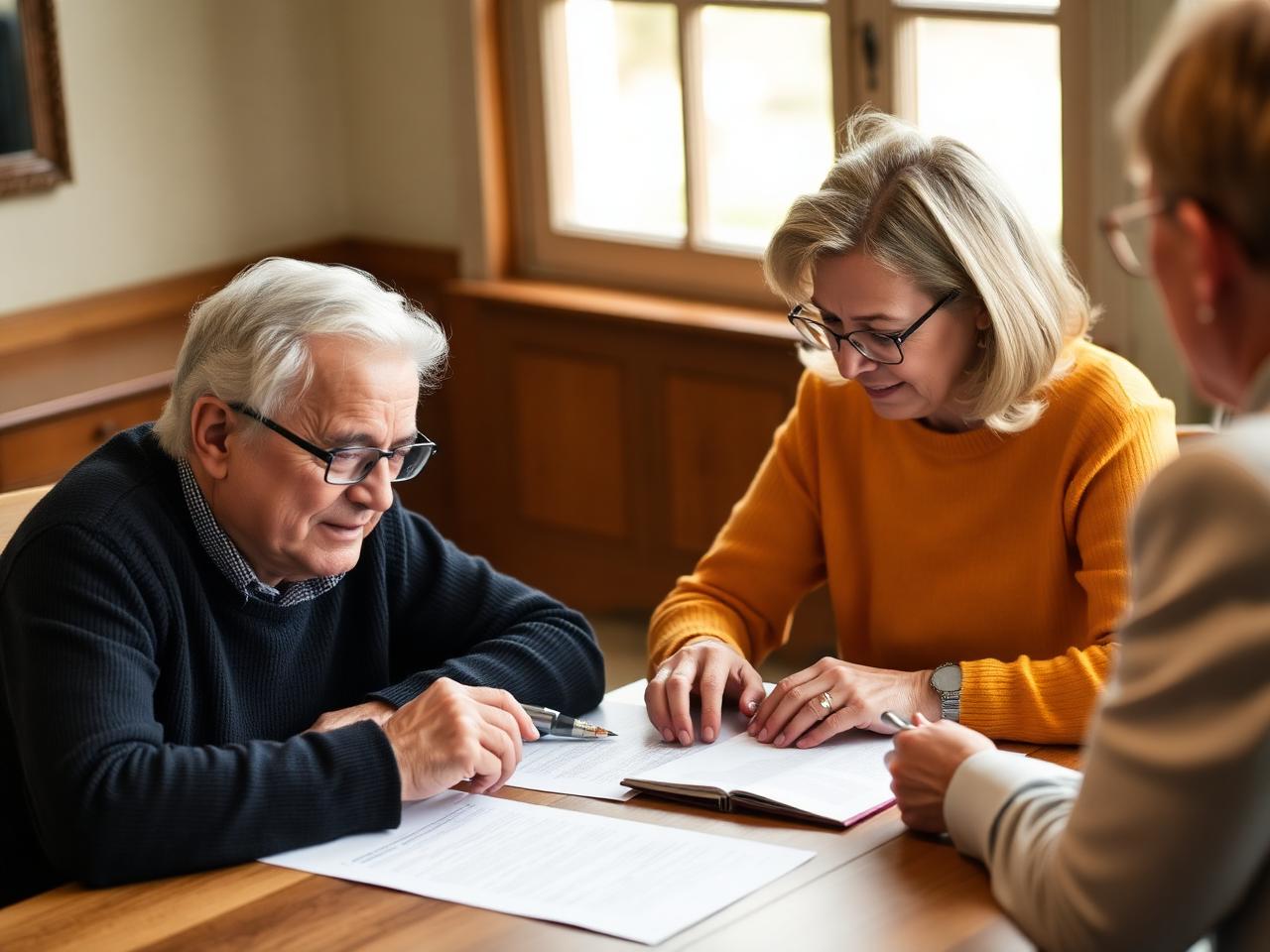 An older couple reviewing estate planning documents